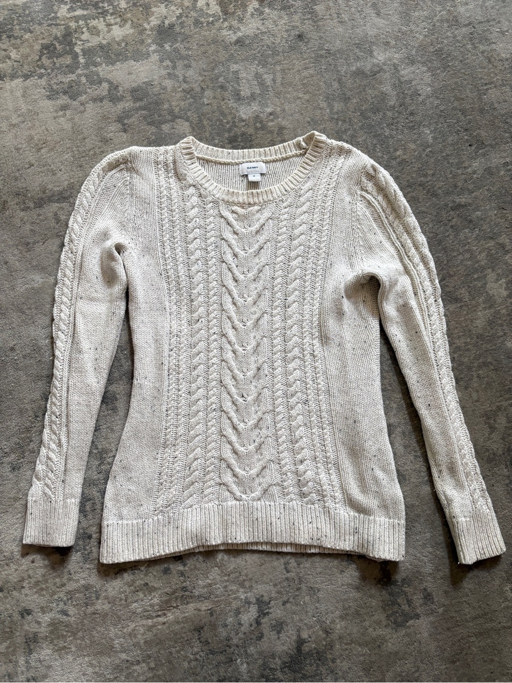 Old Navy Cream Cable-Knit Crewneck Sweater